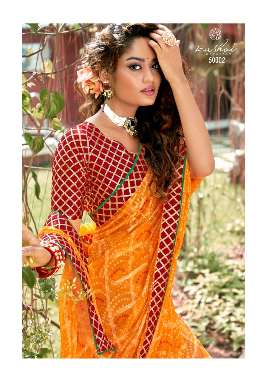 Kasvi Vaishnavi New Stylish Festive Wear Chiffon Designer Saree Collection